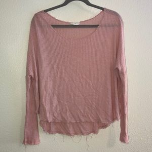 Waffle long sleeve pink top!